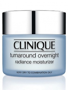 Works while you sleep. Optimizing new cell turnover to help the best and brightest emerge. Pumping in abundant moisture to help tone, retexturize and plump skin from the inside out. Apply this oil-free moisture cream nightly, after 3-Step Skin Care. For Very Dry to Combination Oily skin. Each morning, use Turnaround Concentrate Radiance Renewer for continuous radiance renewal. 1.7 oz. 