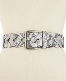 Exotic snake embossing lends fierce fashion to this plus size stretch belt from Style&co.