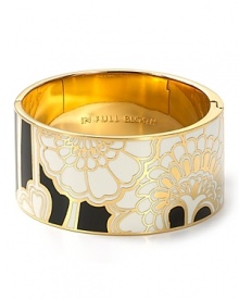 Let this kate spade new york bangle remind you of your true potential. The wide goldtone bracelet features a Florence Broadhurst floral pattern and interior engraving that reads: IN FULL BLOOM.