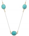 Add a little life to your look. Simulated turquoise adds petite pops of color in Studio Silver's pretty station necklace. Crafted in sterling silver with 18k gold over sterling silver accents. Approximate length: 16 inches + 2-inch extender.