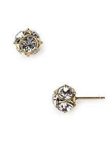 Less kitchy-kitchy more cool, kate spade new york's gold-plated studs add glamour. With fireball crystals, these earrings are a little showy teamed with lipstick and lace.