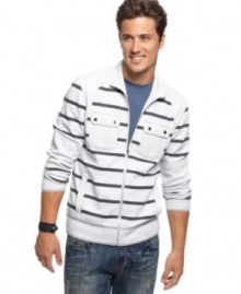 Stripes on this jacket from INC International Concepts add nautical cool to your casual look this fall.