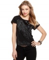 Pair the Colleen top from GUESS? with black jeggings and mile-high platforms for a super sexy ensemble!