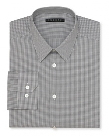 Slim fit dress shirt with a narrow, tonal stripe pattern for a clean, professional look.