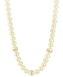 Elegance defined. This pretty necklace combines cultured freshwater pearls (8-10 mm) and cubic zirconia accents in a polished 18k gold over sterling silver setting. Approximate length: 18 inches.