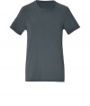 Stylish t-shirt in fine, pure dark grey cotton - Soft yet durable summer weight material has a chic, crinkled effect - Classic crew neck and short sleeves - Long, lean silhouette - A relaxed, versatile basic ideal for layering - Wear solo or pair with a pullover or blazer and chinos, Bermudas or jeans