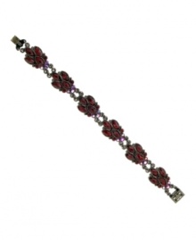 Regal and resplendent. Majestic marquise-cut stones make 2028's Navette bracelet fit for a queen! Set in hematite tone mixed metal, it's embellished with rich red glass accents. Approximate length: 6-1/2 inches.