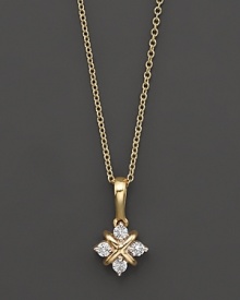 With four diamonds in a 14 Kt. yellow gold setting, this diamond pendant brings a classic sense of style to your look.