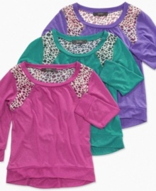 The perfect touch of animal-print accents, this top from Jessica Simpson gives her wardrobe an extra hint of cuteness.