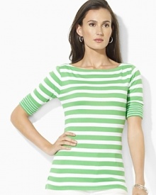 A chic boat neckline infuses the classic cotton jersey Benny tee with breezy, relaxed style.