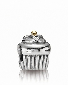 A sweet sterling silver cupcake with a 14K gold cherry on top. Charm by PANDORA.