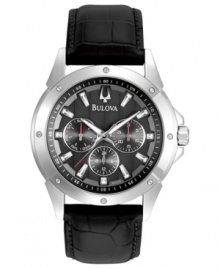 Luxurious leather and structured steel blend with the multi-functional tech on this Bulova watch.