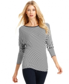 MICHAEL Michael Kors' dolman top adds instant electricity to your ensemble with its striking diagonal stripes.