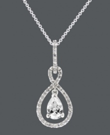 Simple and sublime. This sparkling pendant by B. Brilliant adds just the right touch with a a pear-cut cubic zirconia (1-5/8 ct. t.w.) and cubic zirconia-accented setting and bail. Crafted in sterling silver. Approximate length: 18 inches. Approximate drop: 1-1/4 inch.