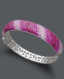 Perfect your look in pink! Balissima by Effy Collection's totally stylish bangle features shades of round-cut pink sapphires (12-3/4 ct. t.w.) set in sterling silver. Approximate diameter: 2-1/2 inches.