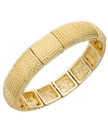 Effortlessly chic. Slip Charter Club's stunning stretch bracelet over your wrist for the perfect final touch. Crafted in textured gold tone mixed metal. Bracelet stretches to fit wrist. Approximate diameter: 2-1/2 inches.