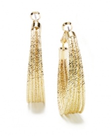 The textured treatment on Alfani's hoop earrings adds an eye-catching design detail, creating a casually chic and contemporary look. Made in gold tone mixed metal. Approximate diameter: 1-1/2 inches.