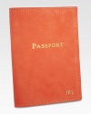 This slim case features pockets specifically designed to hold your passport, customs cards and baggage claim ticket.4 X 5.5NubuckMade in USAFOR PERSONALIZATIONSelect a color and quantity, then scroll down and click on PERSONALIZE & ADD TO BAG to choose and preview your monogramming options. Please allow 1 week for delivery.