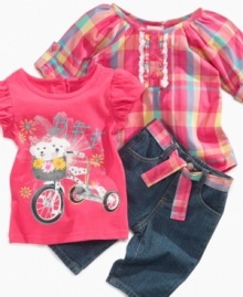 She'll be ready to push the pedals in style in this three-piece, mix-and-match outfit from Nannette.