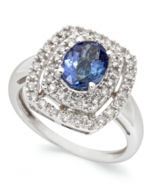 Make a bold statement with this stylish ring. Crafted in 14k white gold, the vibrant tanzanite (1-1/4 ct. t.w.) gemstone is offset by diamonds (1/3 ct. t.w.) for a stunning effect.