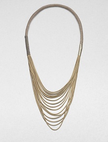 Metallic strands of suede, wrapped with lurex and chain details.Drop, about 14LeatherMade in Italy of imported fabric