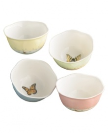 Let your creativity shine through with the Butterfly Meadow mix-and-match dinnerware collection. This dessert bowl set features a fresh assortment of each of the collection's signature motifs. Qualifies for Rebate