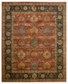 For the Jaipur collection Nourison uses a unique herbal wash to create the silky sheen and antique appearance of these fine wool rugs. In an earthy brick palette with multicolored medallions and a floral border, the rug enhances your home with lavishly elegant style.