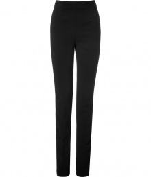 Luxurious black double-face wool tuxedo pants - These sophisticated pants are classically stylish - Pair with a blouse, layered necklaces, and sky-high heels - For high-low chic style with a t-shirt, a blazer, and pumps