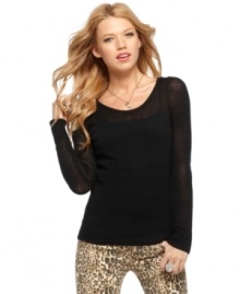 Get cozy in this sweater from Guess? that comes in four fab color variations: black, beige and two striped patterns!