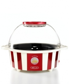 Delicious, fresh popcorn made in the comfort of your home. The unique design features a plastic dome lid that doubles as a serving bowl to minimize mess and motorized stirring rods that pop each kernel evenly for maximum flavor and robust taste. 1-year warranty. Model 13553.