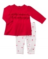 She'll be your hearts desire in this two-piece set from Carters. Tiered ruffles on the shirt lend frilly feel while elastic at the waist of the leggings makes for easy on and off.