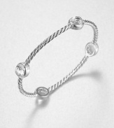 From the Renaissance Collection. Let this beautiful piece take you back in time with faceted crystal stations on an iconic sterling silver cable design. CrystalSterling silverDiameter, about 2.25Slip-on styleImported 