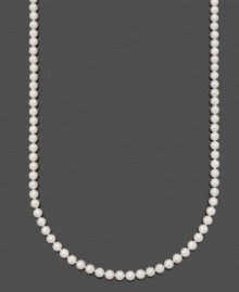 Timeless elegance in polished pearl. Necklace by Belle de Mer features A+ cultured Akoya pearls (6-6-1/2 mm) set in 14k gold. Approximate length: 22 inches.