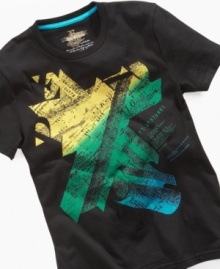 His spot-on style will be transparent in this colorful prism t-shirt from Epic Threads.