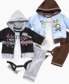 He may not be a baby body builder yet but he can look like a little athlete in training with either of these sets from Baby Essentials.