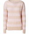 With soft pastel coloring and cool allover ribbing, Theorys striped cashmere pullover is an effortless luxe choice - Wide neckline, long sleeves, dropped shoulders - Slim fit - Wear with white skinnies, flats and a leather tote