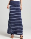 Opt for effortless cool in this Splendid maxi skirt, printed with multidirectional stripes.