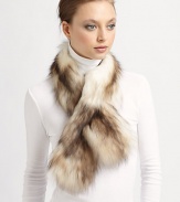 EXCLUSIVELY AT SAKS. A luxurious dyed fox style with a convenient keyhole. About 4 X 40Dyed silver foxSpecialist dry cleanImported Fur origin: Finland