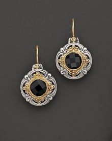 From the Nykta collection, silver and gold clover earrings with faceted black onyx. Designed by Konstantino.