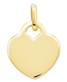 Sweet and simple. This romantic polished heart charm will make the perfect addition to any necklace or bracelet. Crafted in 14k gold. Chain not included. Approximate length: 4/5 inch. Approximate width: 3/5 inch.