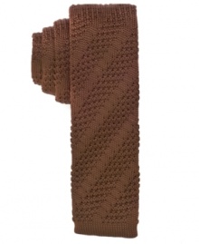 Step outside of the box for notice-me style in this knit tie from Ben Sherman.