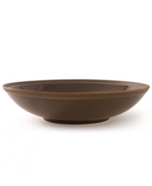 Rich chocolate hues and a dashing coupe shape give this collection from Calvin Klein undeniably chic style. The Tonal Edge dinnerware features lush brown glaze over fine porcelain with a matte bisque rim to create a duality of color.