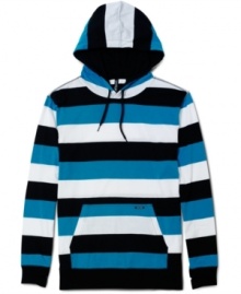 Enter the stripe zone. This hoodie from Univibe is blocked with the best of them for a cool casual look.