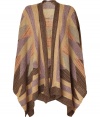 With a trend-right ethnic print and a cozy cashmere-and-linen blend, this serape poncho is the perfect cardigan alternative - Open silhouette, draped fit, all-over patterned knit - Style with high-waisted skinnies, a cashmere pullover, and over-the-knee boots