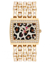 Dazzle the crowd with exotic patterns and shimmering crystals with this five-row bangle watch from Betsey Johnson.