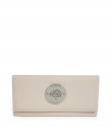 Add luxe to the everyday with this chic leather wallet from It Brit luxury label Mulberry - Classic rectangle shape, front logo plaque, textured leather, back zip pocket, billfold and card slots - Perfect for daily use or as a thoughtful gift