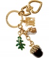 Show your love for Juicy Couture this fall with an autumn-themed embellished key ring - Logo and tonal crystal accents throughout, gold-toned brass - Perfect for adding a playful twist to your glamorous new season accessories collection