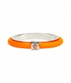 Chic bracelet in silver-plated metal and rubber - Eye-catching and on-trend in neon orange - Skinny bangle style with decorative silver logo detail - Stack or wear solo for a rich pop of color - Pair with streamlined looks and neutral hues for maximum effect