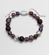 From the Spiritual Bead Collection. A beautiful beaded style with amethyst, red tiger's eye and ruby on a sterling silver box chain. Amethyst, red tiger's eye and rubySterling silverDiameter, about 2 adjustableBeaded closureImported 