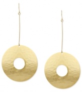 Shimmer into the spotlight with this pair of drop earrings from Robert Lee Morris. Crafted from gold-tone mixed metal, hammered open circles give the earrings a stylish touch. Approximate drop: 4 inches.